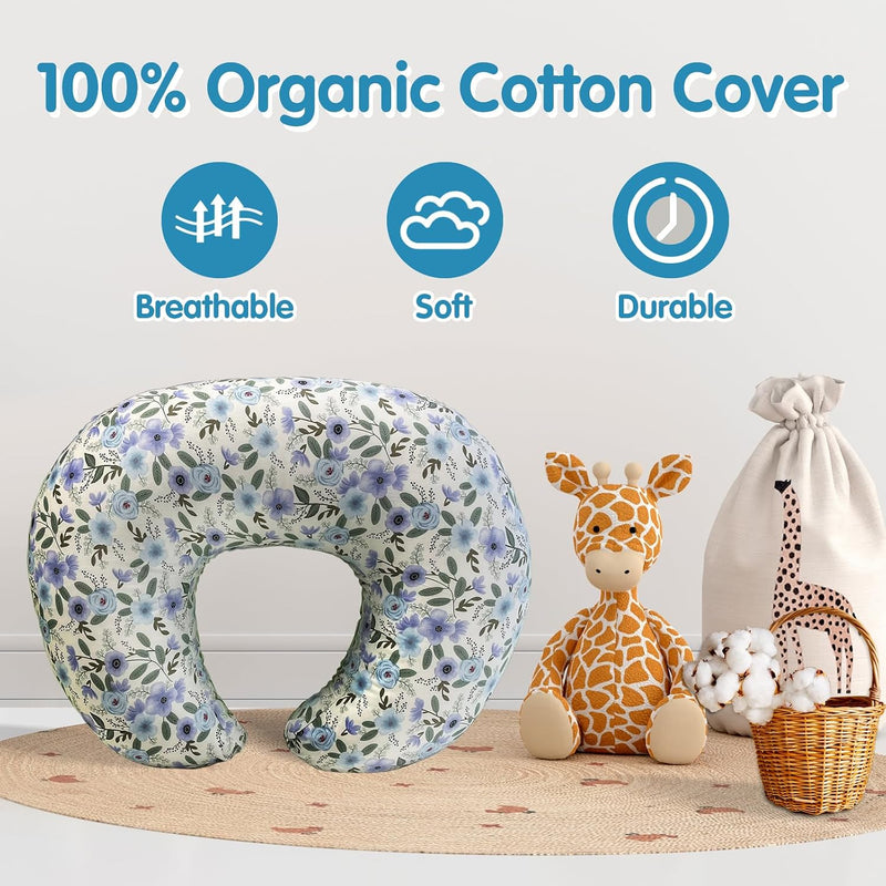 x-vesolje Nursing Pillow, Breastfeeding Pillow with Removable Cover, Ergonomic Breast Feeding Pillow, Baby Feeding Support Pillow for Mom Easier Breastfeeding- Original Size/Leaves