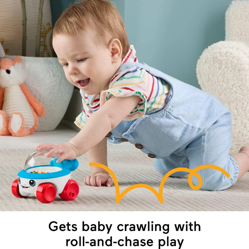 Fisher-Price Corn Popper Mini Vehicle Toy | 3.6 x 3.7 Inches, Push Along, Crawl After Play, Fun Sounds, Baby & Toddlers Ages 6+ Months