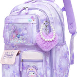 Lovely Girls Backpack School Bag for Students Kids Book Bag with Multiple Pockets Splash-proof Children's Backpack（17inch Pink）