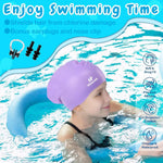 Kids Swim Cap for Girls Boys, 2 Size Silicone Swimming Cap for Long Hair, Waterproof Swim Hats for Toddlers Children Teens to Keep Hair Dry