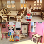 LOVEINUSA 34 PCS DIY Wooden Dollhouse Furniture Set, 1:20 Scale Miniature Room Accessories for Kitchen Living Room Bathroom for DIY Crafts Project