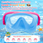 Vvinca Kids Swim Goggles with Nose Cover, Snorkel Diving Mask Fabric Strap Anti Fog Anti Shattered Lens Goggles for Kids 3-15