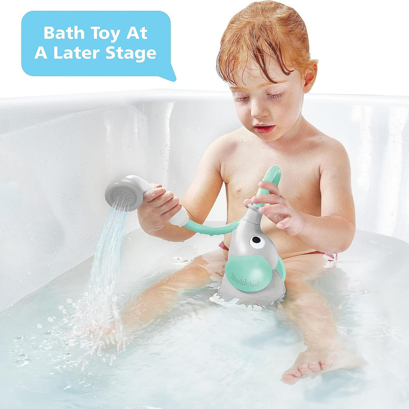 Yookidoo Baby Bath Shower Head with Elephant Water Pump for Newborns and Toddlers