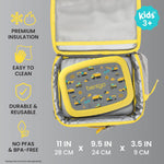 Bentgo Kids Lunch Bag - Durable, Double-Insulated Lunch Bag for Kids 3+; Holds Lunch Box, Water Bottle, & Snacks; Easy-Clean Water-Resistant Fabric & Multiple Zippered Pockets (Construction Trucks)