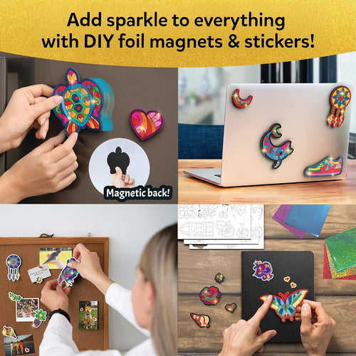 Skillmatics Foil Fun Pretty Patterns, Foil Art, Gift for Tweens & Adults | Travel Toys, Craft Kit, 18 DIY Magnets, 60+ Foam Stickers, Fine Motor Skills, DIY Mess-Free Activity, Screen-Free
