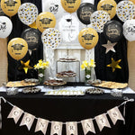 75-pack Black Gold Graduation Party Decorations Balloons with Ribbons for College or High School Party Supplies