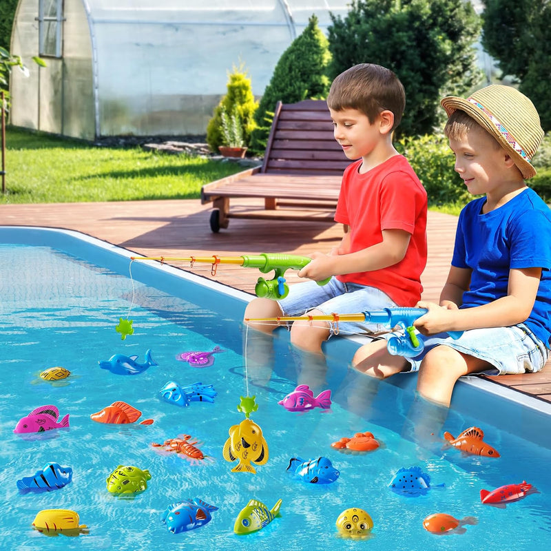 NIPLOOOW Magnetic Fishing Game Pool Toys for Kids 3-5, Water Table Bathtub Kiddie Party Toy with Pole Rod Net Plastic Floating Fish, Outdoor Toys for Boys Girls Kids Age 3 4 5 6 7 8 Year Old