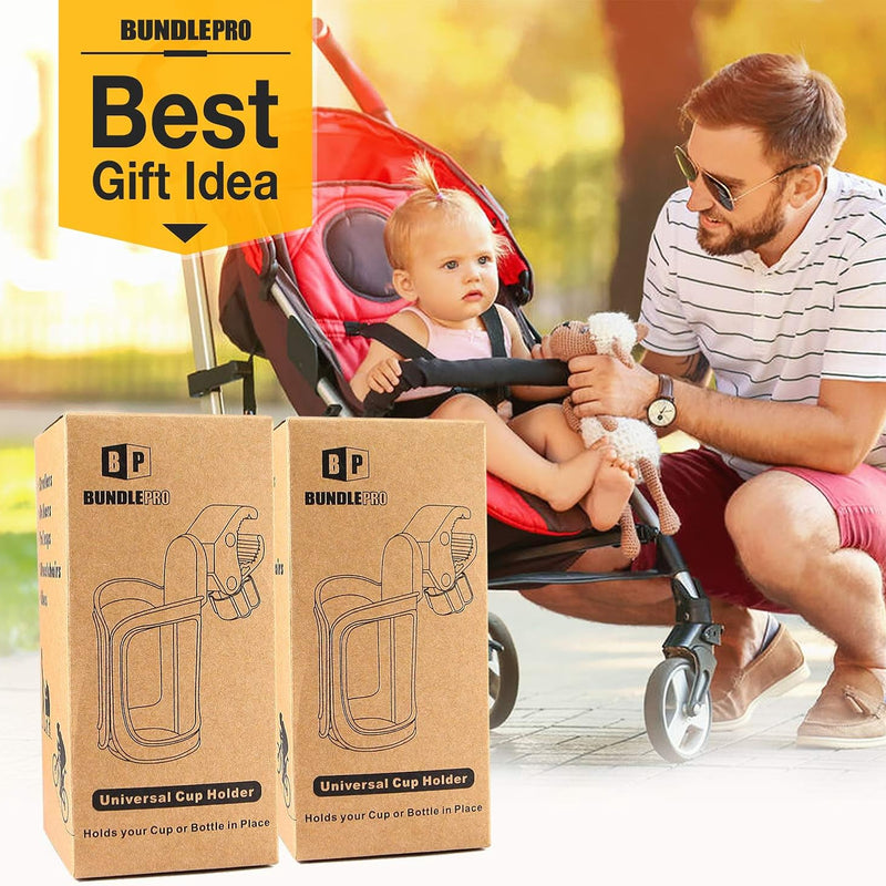 Pack of 2 Stroller Cup Holders, Universal Drinks Holder for Bikes, Trolleys or Walkers