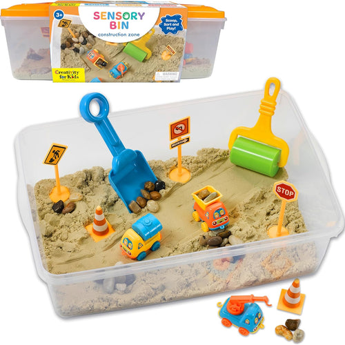 Creativity for Kids Sensory Bin: Construction Zone Playset for Preschool Learning Activities Ages 3-5+