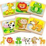 Benresive Wooden Toddler Puzzles, 6pcs Animal Montessori Toys for 1-3 Year Olds