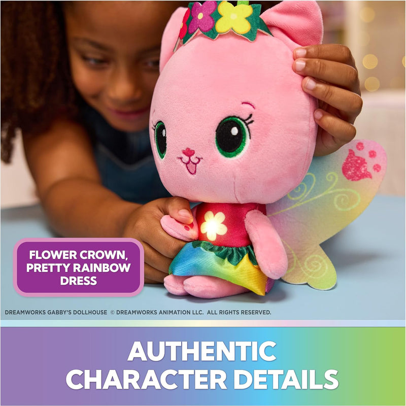 Gabby’s Dollhouse Fairylandia Official Rainbow Light-Up Kitty Fairy Plush, Cat Stuffed Animal, Sensory Toys for Ages 3 & Up
