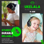 UKELALA Green Wired Headphones for Youth - Portable On Ear Headphones for School Airplane Travel