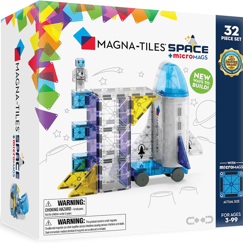 MAGNA-TILES Space 32-Piece Magnetic Construction Set, The Original Magnetic Building Brand