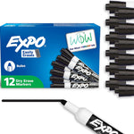 EXPO Dry Erase Markers, Low Odor Ink, Black, Bullet Tip, 12 Count - Whiteboard, Calendar, Organization, Essential Supplies for Office, School, Classroom, Teachers
