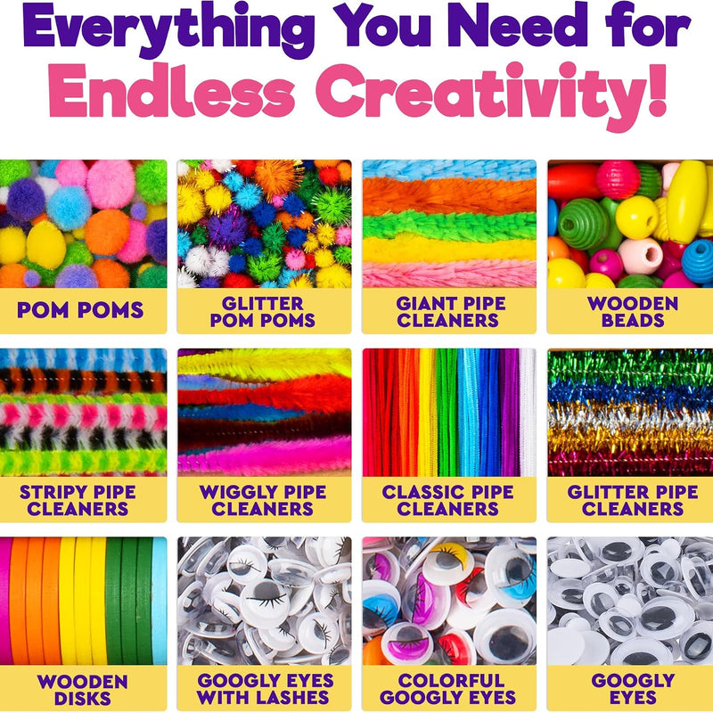 Blue Squid 3000+ pcs Arts and Crafts Supplies for Kids | Craft Kit Box for Kids Age 4-5, 4-8, 6-8, 8-12 | Craft Supplies & Materials Crafts Set Toys Art Box Gifts for Girls Boys Bulk Art Kit