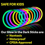 PartySticks Glow Sticks 100pk - 8 Inch Waterproof Glow in the Dark Light Up Sticks - Kid-Safe and Non-Toxic
