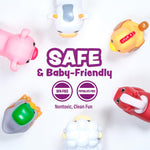 Tub Works Barnyard Mold-Free Bath Toys: Sealed, Soft & Squeezable Farm Animal Toys for Toddler Bath Time