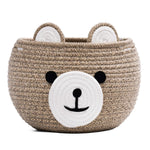 Baby Basket for Gifts Empty, Cute Bear Design, Light Brown | 10.5" x 8.5" Baby Shower Basket for Kids Boys Newborn Storage, Toy Basket for Living Room Nursery Décor, Soft Cotton Rope