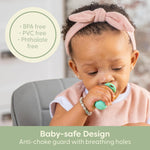 Self-Feeding Spoon - Anti Choke Barrier - Silicone Baby Spoons Toddler Utensils for Home & Travel, Textured Tips Massage Gums & Baby-Led Weaning (Blue/Gray/Mint)