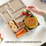 PlanetBox Rover Lunchbox Replacement - Brushed Stainless Steel Bento Box for Kids and Adults, Recycled Sustainable Lunch Box with Multi-Compartment Design