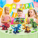 Blue, Red, Yellow, Green Dinosaur Building Kit for Kids, STEM Educational Construction Toy, Ages 3-7