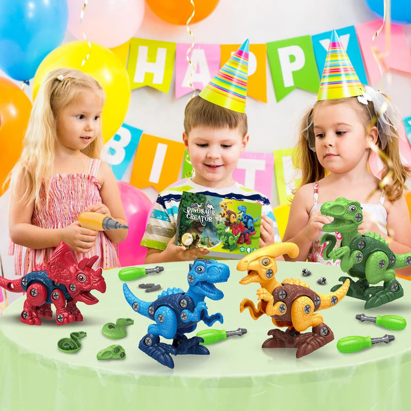Blue, Red, Yellow, Green Dinosaur Building Kit for Kids, STEM Educational Construction Toy, Ages 3-7
