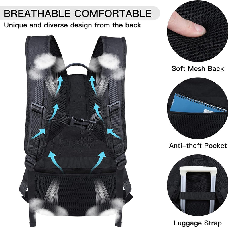 ANTERK Extra Large Travel Laptop Backpack, 17.3 Inch Carry on Backpack for Men Women, Big Anti Theft Water Resistant College Bussiness TSA Airline Approved Work Computer Backpack, Black