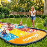 JAMBO Premium Triple Water Slide with 3 Bodyboards, 20Ft Heavy Duty Slip Splash and Slides-Advanced 3-Way Sprinkler System, Splash Pad Mat Backyard Summer Outdoor Water Toys n Long Slides for Kids