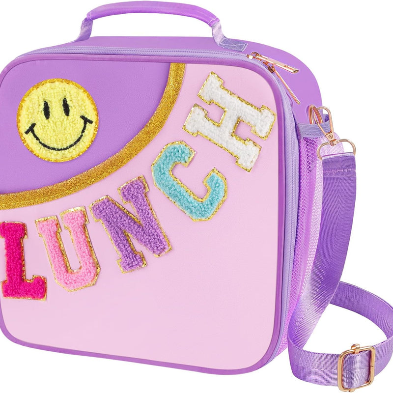 Nsrzua Lunch Bag Kids-Kids Insulated Lunch Bag with Adjustable Strap - Reusable Leakproof Lunch Box for Girls, Preppy School Lunch Tote for Travel, Picnic,School & Winter Camp