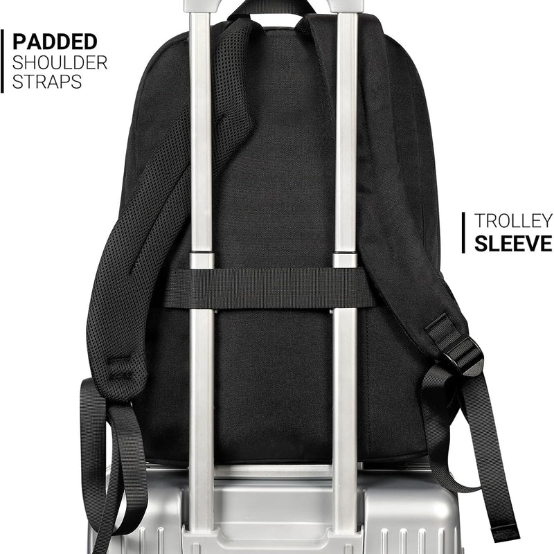 ZORFIN 26L Black Backpack for College, and Travel: Water Resistant Bookbag