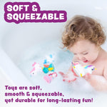 Tub Works® Fantasy Watertight Bath Toys, 6 Pack | Sealed, No Hole Bath Toys Design Keeps Moisture Out | Soft, Squeezable & Float on Water | Baby & Toddler Bathtub Toy | Unicorn Baby Girl Bathtub Toy