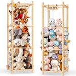 Woodure Stuffed Animal Storage & Organizer, Wooden Cute Zoo Toy Holder for Toddler Rooms, Playrooms & Bedrooms