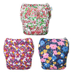 Babygoal Reusable Baby Girl Swim Diapers 3 Pack - Adjustable Washable for 0-8 Months Infants - Ideal for Swimming Lessons - Flower Design