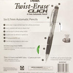 Pentel Twist-Erase Click Mechanical Pencils 0.7mm, HB #2, School Supplies, Teacher Supplies, Drawing Sketching pencils, Assorted Barrel Colors- 6 Mechanical Pencils, 6 Erasers, 3 Tubes of Lead Refills