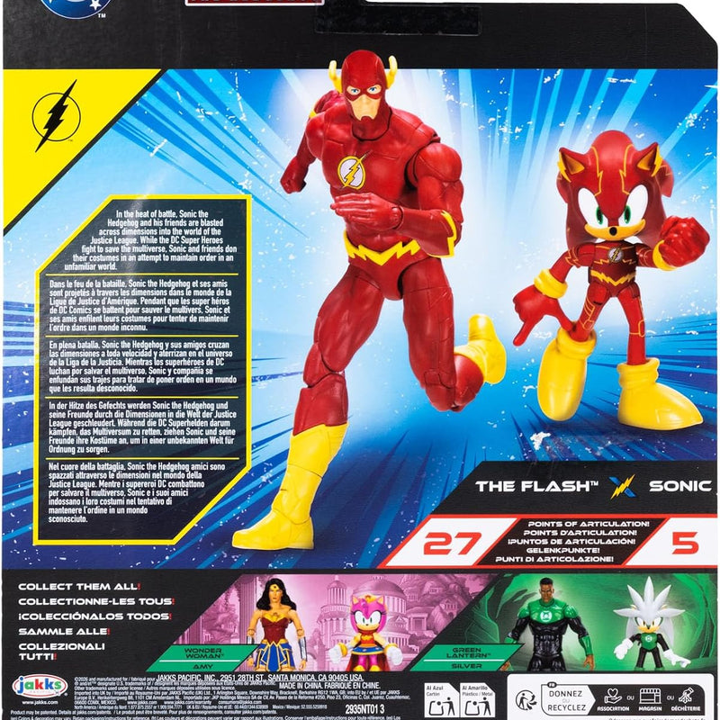 DC X Sonic Collectable Action Figure Multipack Pair of Sonic as The Flash and The Flash Himself! Featuring Multiple Points of Articulation for Action-Packed Posing