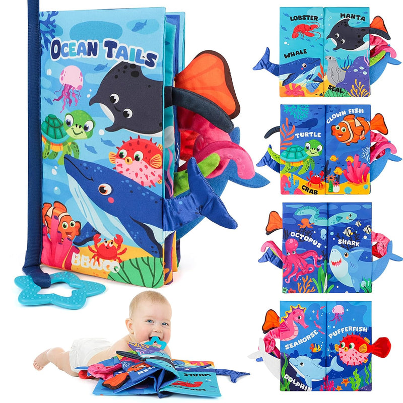 BBWOO Soft Baby Book Toy, Tummy Time Toy for Infant 0-6 Months, Touch and Feel Sensory Crinkle Book