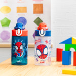 Zak Designs Marvel Spider-Man Sage 16oz Leak-Proof Straw Kids Water Bottle | BPA Free Durable Plastic, Cupholder Friendly, Dishwasher Safe, Easy to Clean, Lid Lock, Handle, For School, Home, Travel