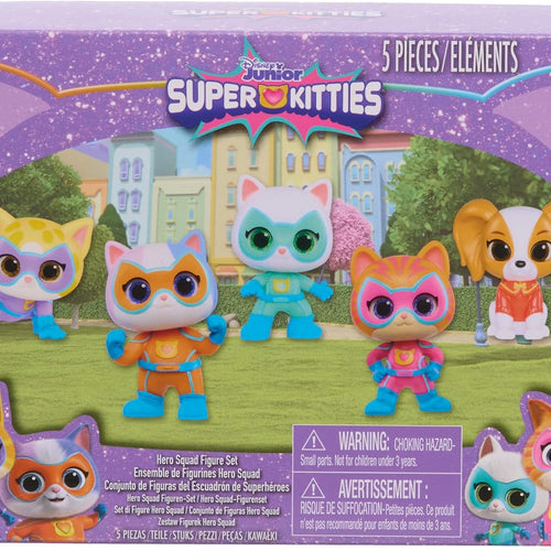 Disney Junior SuperKitties Hero Squad 5-Piece Figure Set, Kids Toys for Ages 3 Up by Just Play