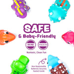 Tub Works Dinos Light Up Bath Toys, 6 Pack for Toddler Sensory Play and Bath Time Fun