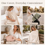 Konssy Muslin Nursing Cover Up for Breastfeeding with Rigid Hoop | 100% Cotton Nursing Apron, Lightweight & Breathable, Carseat Canopy, Breast Feeding Covers for Women (Summer Wheat)