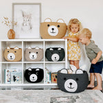 Baby Basket for Gifts Empty, Cute Bear Design, Light Brown | 10.5" x 8.5" Baby Shower Basket for Kids Boys Newborn Storage, Toy Basket for Living Room Nursery Décor, Soft Cotton Rope