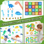 Coodoo Dinosaur Toys Magnetic Tiles 3D Movable Dinos for Kids 3-5 5-7 Toddler Outdoor Sensory Toys, STEM Educational Magnetic Blocks for 3+ Years Old Boys Girls Kids Toy