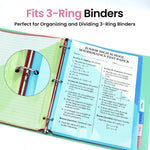 Taja 16 Count Dividers for 3 Ring Binder with Two Pockets, 8 Tabs Set, Plastic Binder Index Dividers, Perfect for Office & School Organization Supplies, Bright Colors, 2 Set