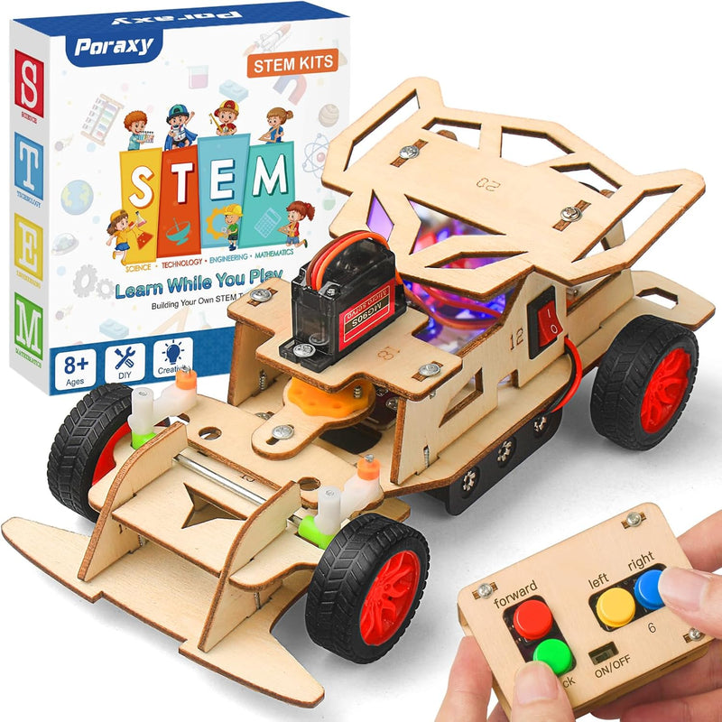 Poraxy STEM Kit for Kids, Remote Control Car with 160ft Range and Auto-Centering Steering