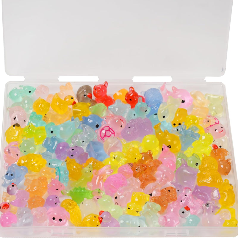 Mini Resin Ducks Tiny Animals Various Small Animals Dog, Rabbit, Turtle, Chick, Bird Glow in The Dark for Garden Micro Landscape Potted Dollhouse Decor（Random Style）