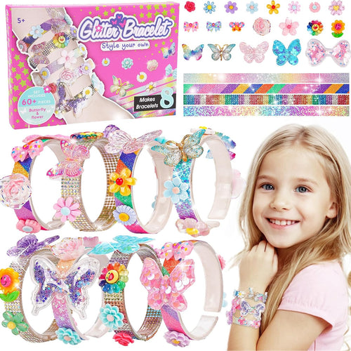 Friendship Bracelet Making Kit for Girls Toys Crafts for Kids Ages 5-12 | 5 6 7 8 9 10 11 Year Old Girl Birthday Gifts Girls Craft Toys Age 5-12, Kids Jewelry Making Kit with Charm (Butterfly&Flower)