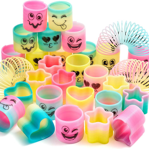 JOYIN 30pc Rainbow Party Favors, Mini Plastic Coil Spring Toys, Stress Relief Bulk Party Supplies for Kids