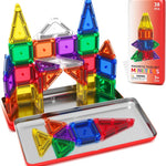 Magnetic Tiles Mini Travel Toddler Set, Magnetic Blocks Building Kids Toys & Games, Montessori Preschool Classroom Must Haves Educational Learning Sensory Toys for 3+ Year Old Boys Girls Birthday Gift