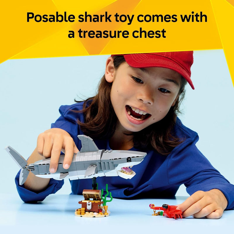LEGO Creator Fierce Shark with Treasure Chest Building Toy for Kids, Ages 8+ - 3 in 1 Shark and Sea Animal Toy