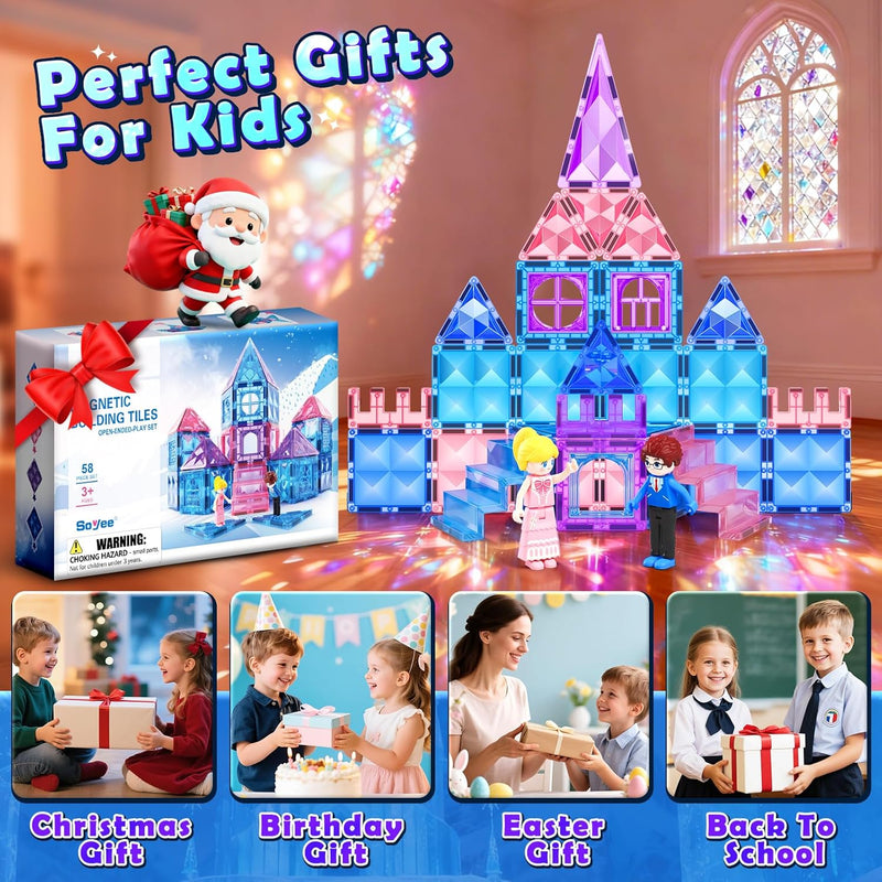 Soyee Diamond Magnetic Building Blocks Princess Toys for 3-8 Year Old Girls and Boys